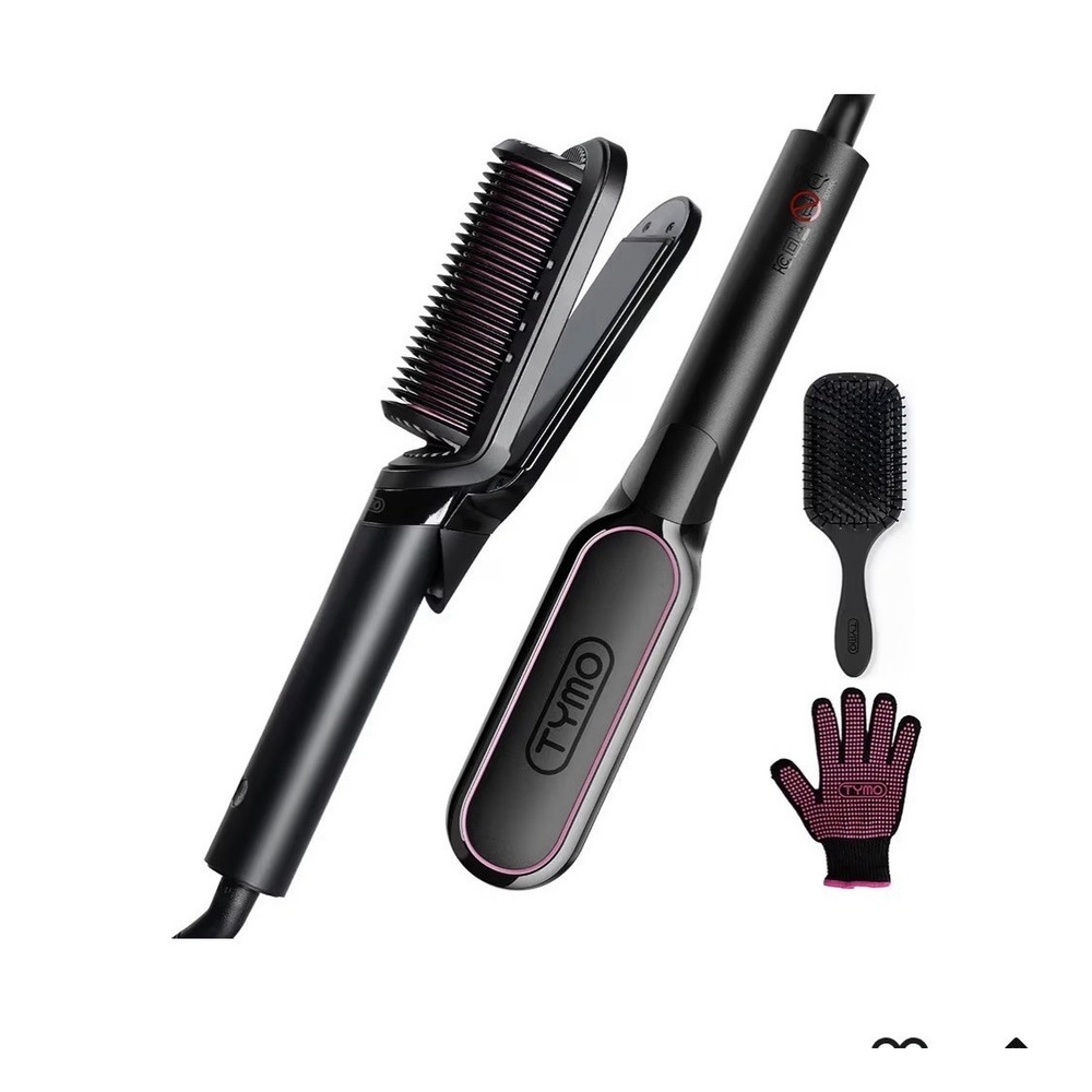12N31/TYMO Flat Iron Hair Straightener Brush 2in 1, 200M Ions Hair Straighteners
